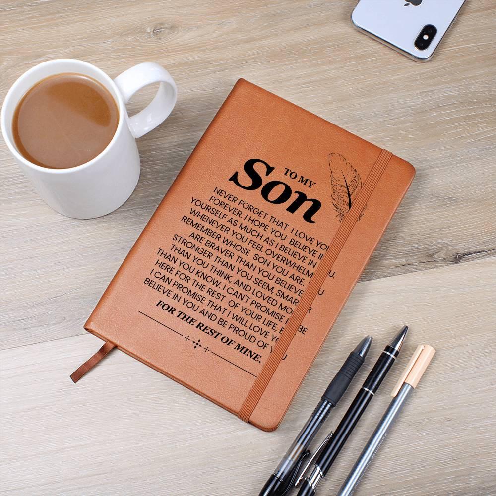 To My Son Personalized Leather Journal – Son Christmas gift from Mom – view 2