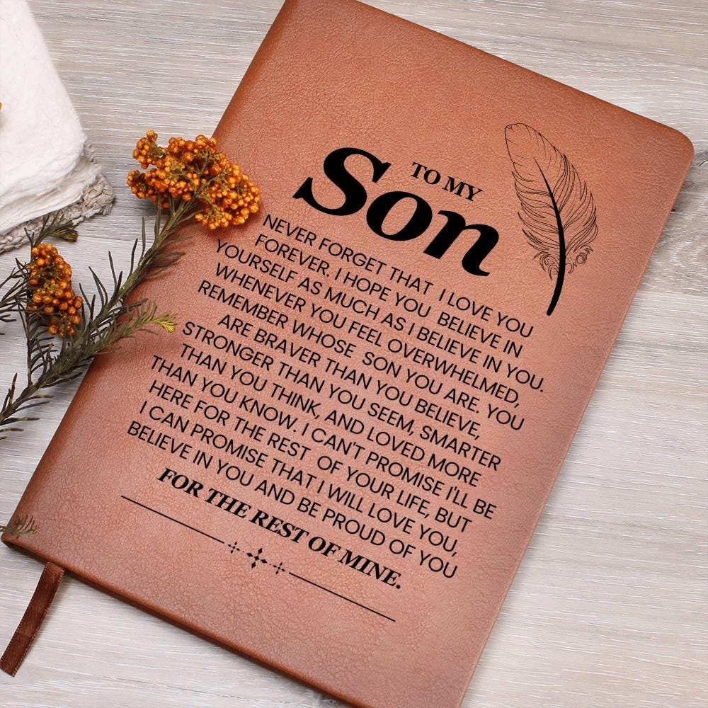 To My Son Personalized Leather Journal – Son Christmas gift from Mom