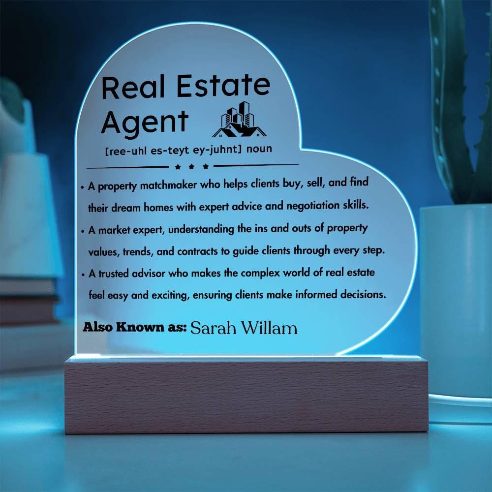 Real Estate Agent Definition Heart Plaque – Realtor Thank you Gift – view 2