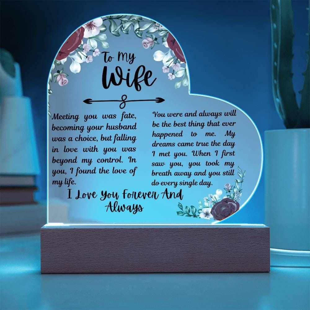To my Wife Personalized Heart Acrylic Plaque – Wife Birthday Gifts – view 3