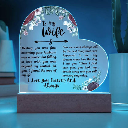 To my Wife Personalized Heart Acrylic Plaque – Wife Birthday Gifts – view 3