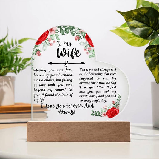 To my Wife Personalized Heart Acrylic Plaque – Wife Birthday Gifts