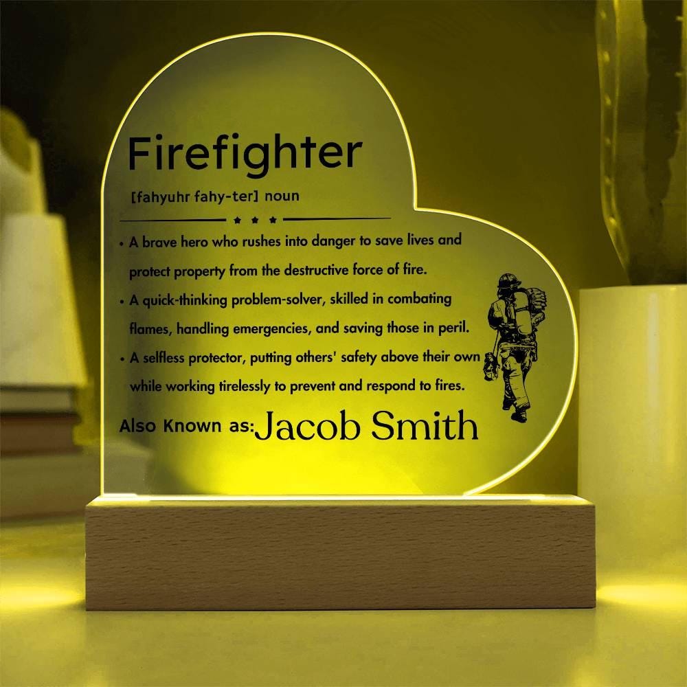Personalized Firefighter gift Heart Acrylic Plaque – Fireman Gifts – view 9