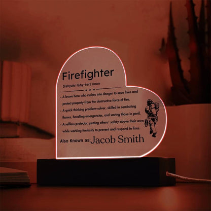 Personalized Firefighter gift Heart Acrylic Plaque – Fireman Gifts – view 3