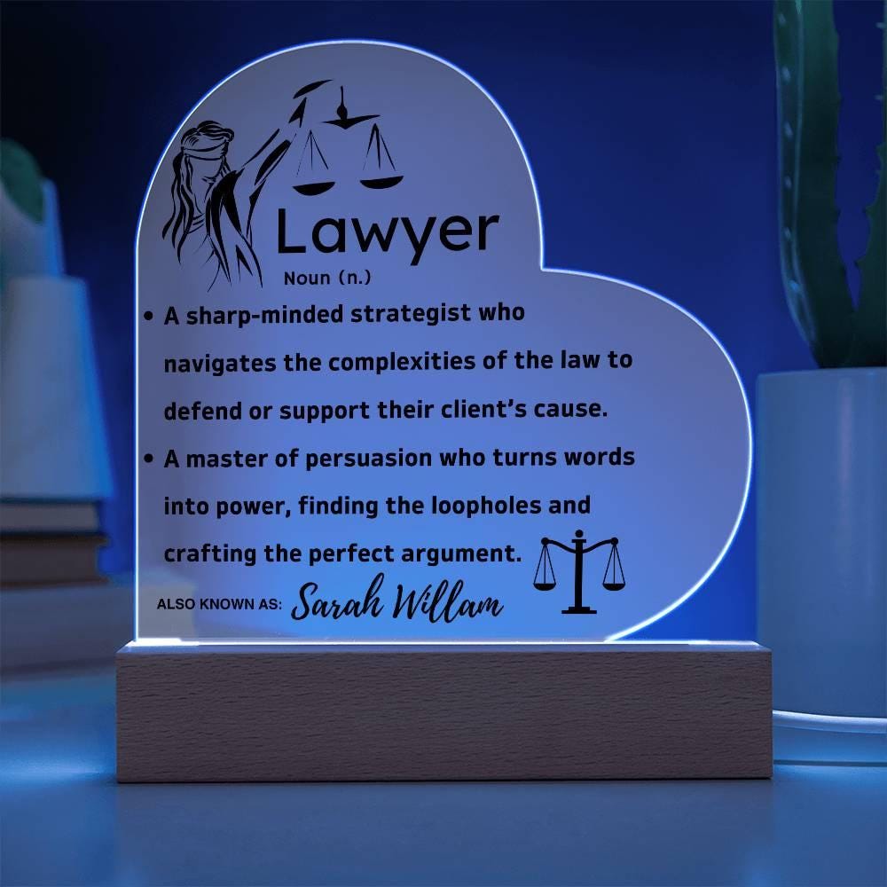 Personalized Lawyer Definition Heart Acrylic Plaque – Law Firm Gifts – view 5