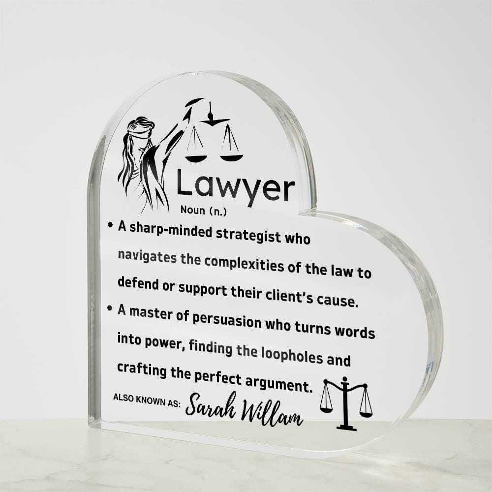 Personalized Lawyer Definition Heart Acrylic Plaque – Law Firm Gifts – view 4