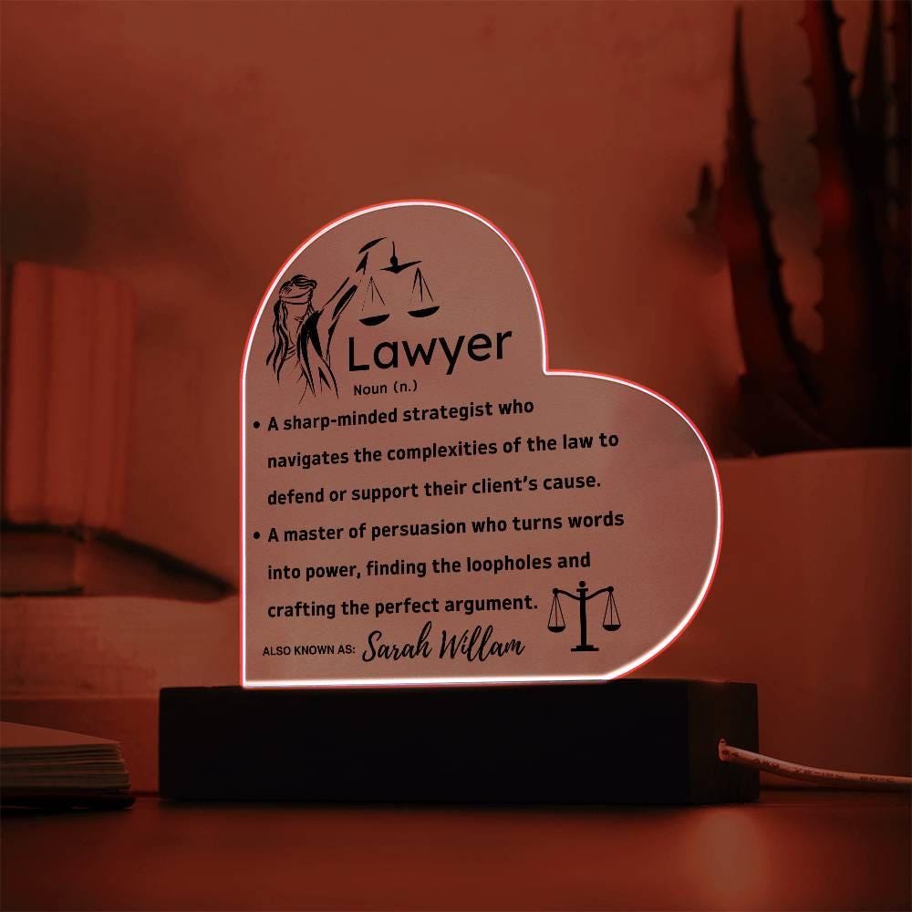 Personalized Lawyer Definition Heart Acrylic Plaque – Law Firm Gifts – view 8