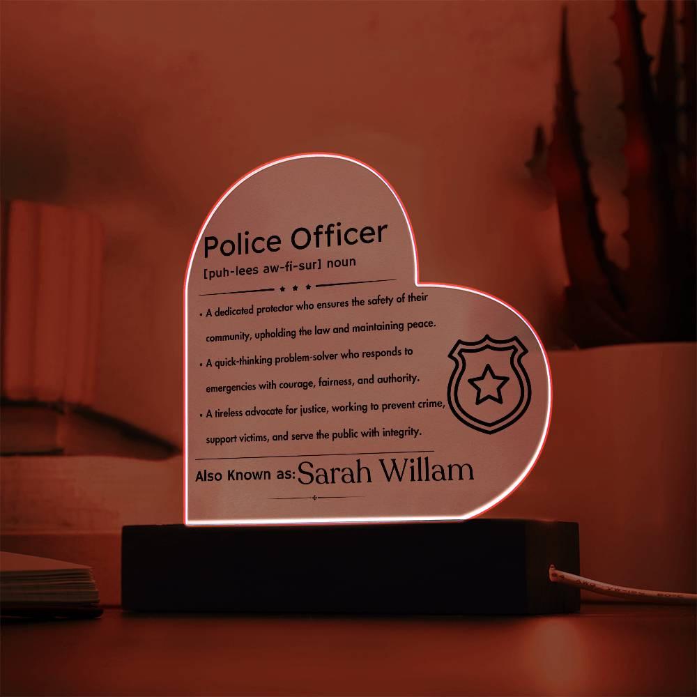Personalized Police Officer Definition LED plaque – Police Mom – view 3