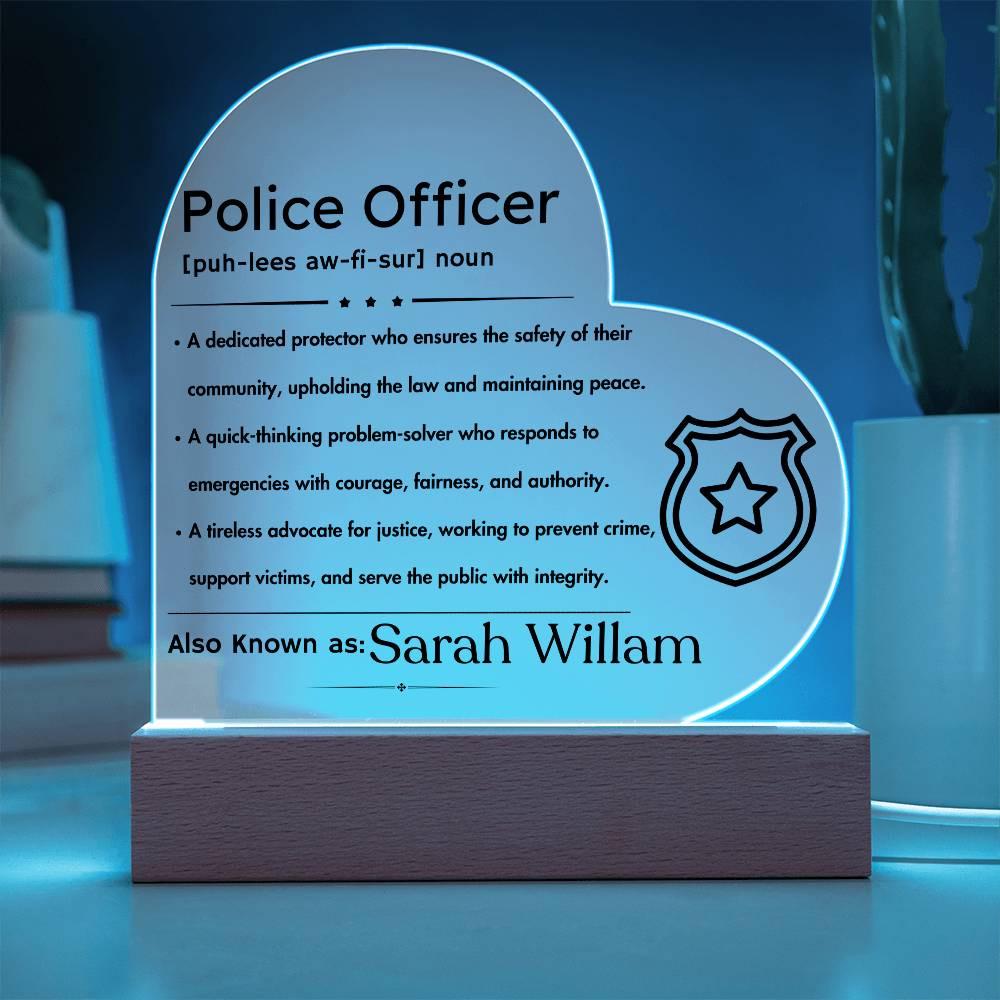 Personalized Police Officer Definition LED plaque – Police Mom – view 2