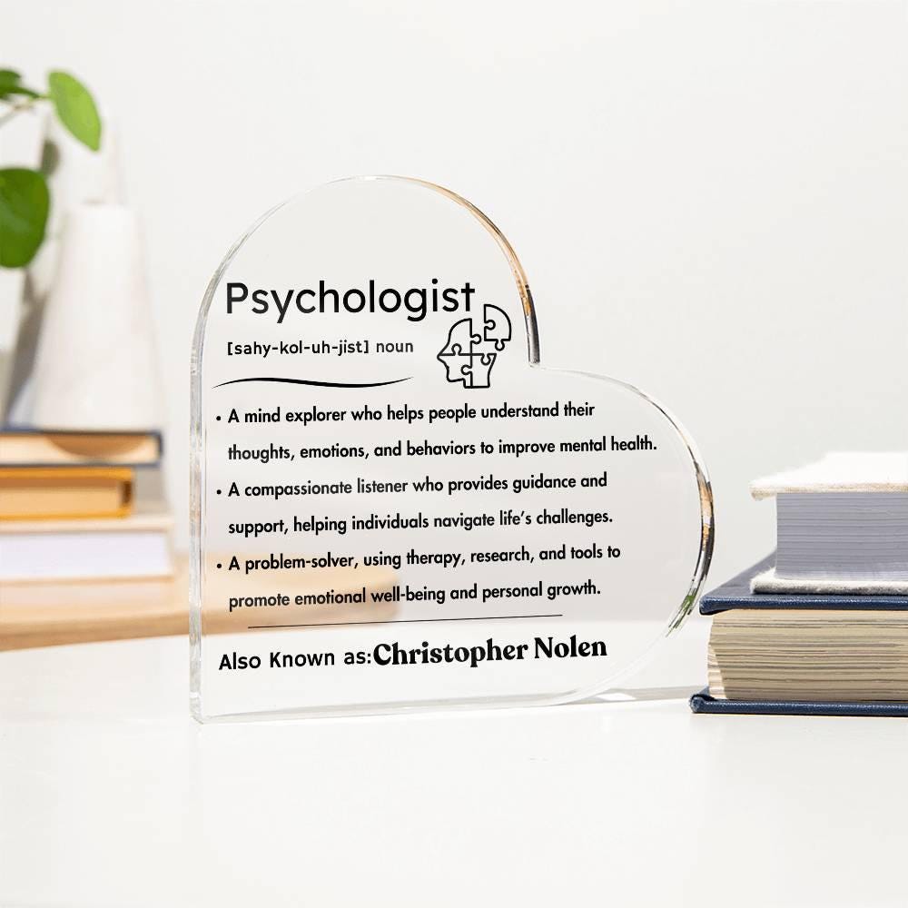 Personalized Psychologist Definition Heart Plaque – Therapist Gift – view 3