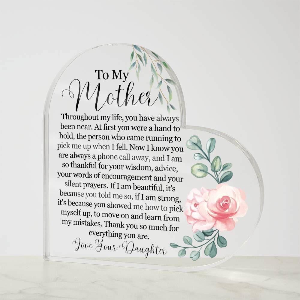 Custom To My Mother Heart Acrylic Plaque – Gift for Mom – view 3