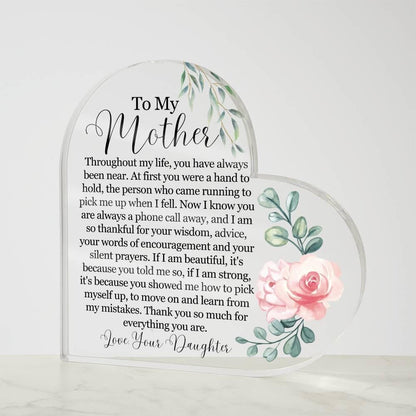 Custom To My Mother Heart Acrylic Plaque – Gift for Mom – view 3