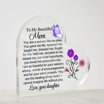 Personalized Mom Heart Acrylic Plaque – Gift for Mom – view 4