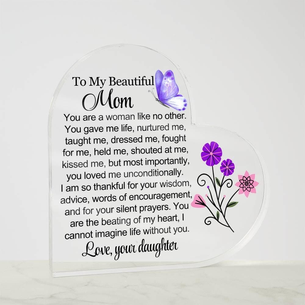 Personalized Mom Heart Acrylic Plaque – Gift for Mom – view 5