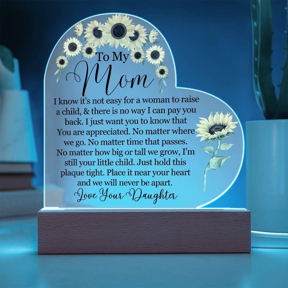 Personalized Mom Sunflower Heart Acrylic Plaque – Gift for Mom – view 3