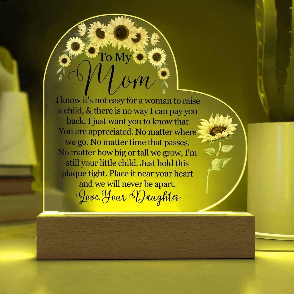 Personalized Mom Sunflower Heart Acrylic Plaque – Gift for Mom – view 8