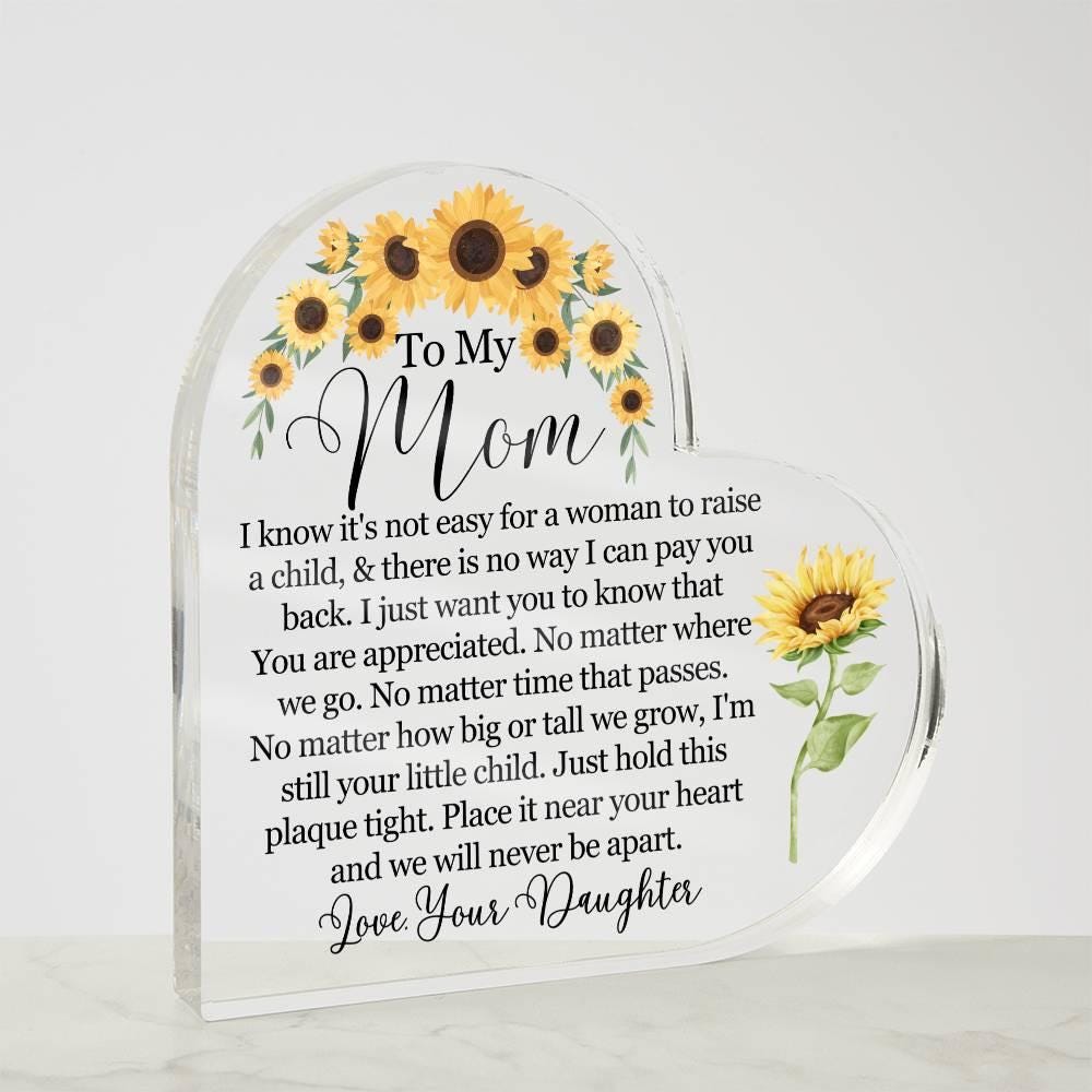 Personalized Mom Sunflower Heart Acrylic Plaque – Gift for Mom – view 4
