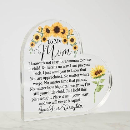 Personalized Mom Sunflower Heart Acrylic Plaque – Gift for Mom – view 4