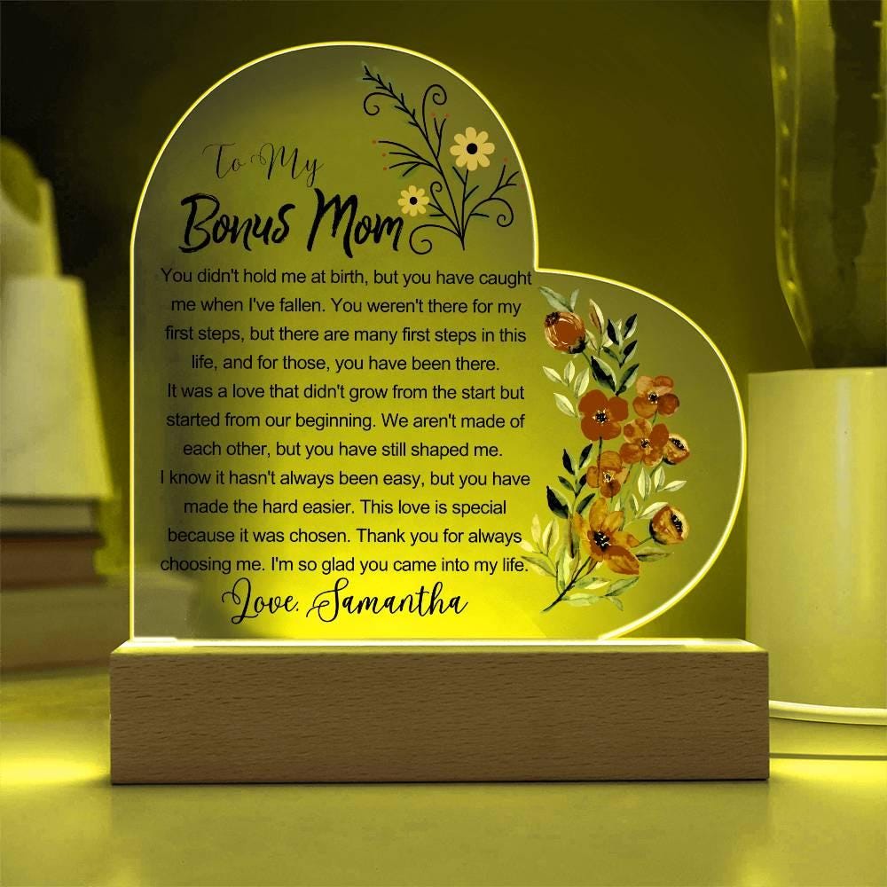 Custom Bonus Mom Heart Acrylic Plaque – Birthday Gift for Stepmom – view 9