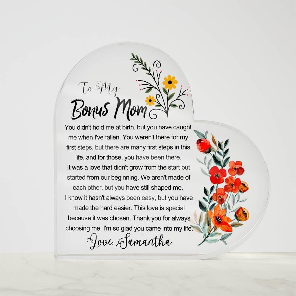 Custom Bonus Mom Heart Acrylic Plaque – Birthday Gift for Stepmom – view 10