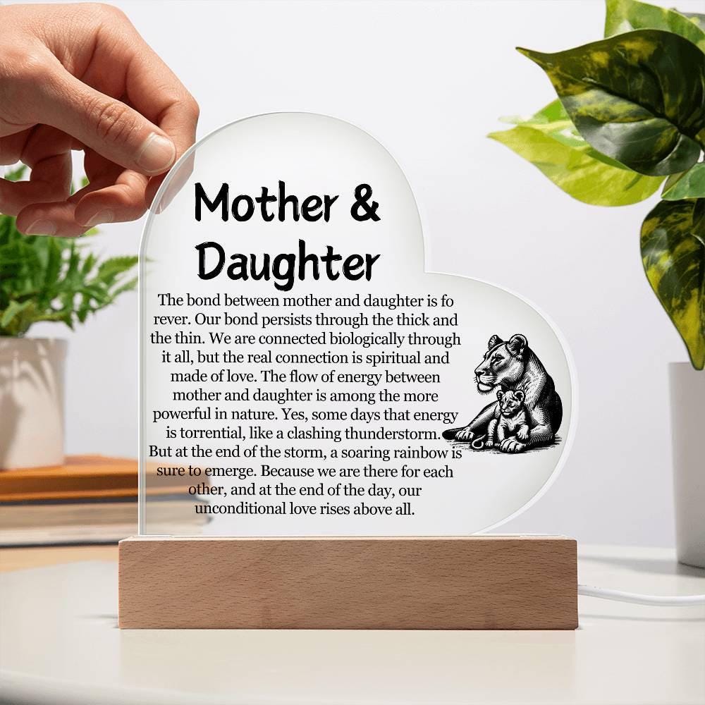 Mother & Daughter Heart Acrylic Plaque – Mother's Day Gift – view 2