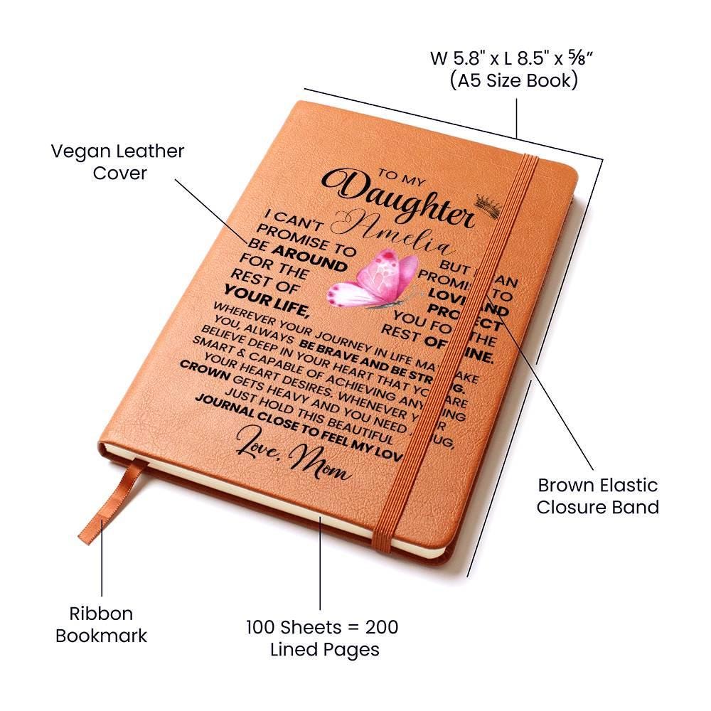 To My Daughter Butterfly Personalized Leather Journal – view 4
