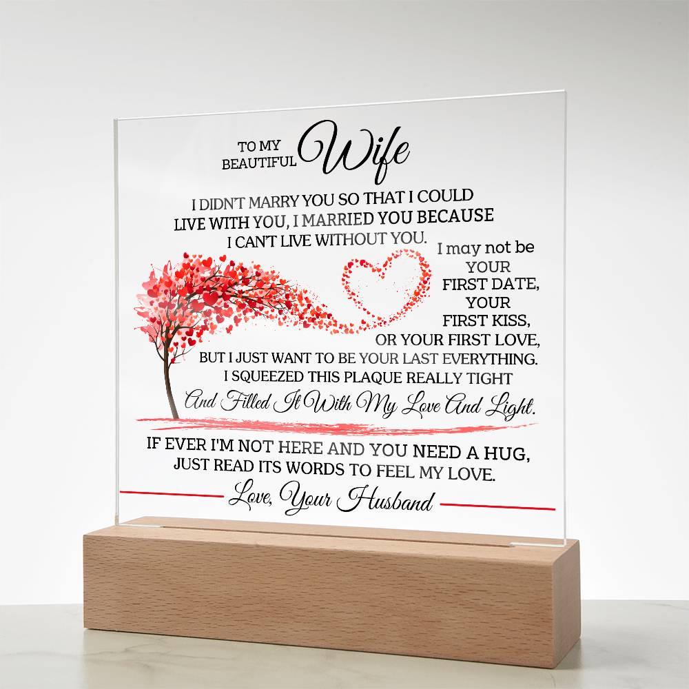To My Wife Floral LED Acrylic Plaque – Gift for wife from Husband – view 10