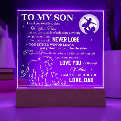 To My Son Acrylic Square Plaque – Personalized Son gift from Dad – view 4