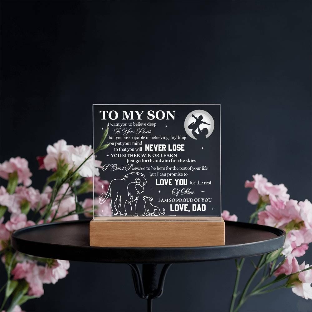 To My Son Acrylic Square Plaque – Personalized Son gift from Dad – view 2