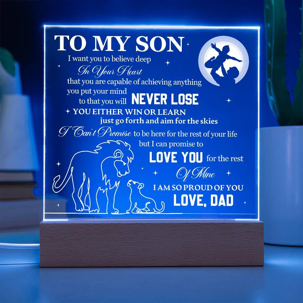 To My Son Acrylic Square Plaque – Personalized Son gift from Dad – view 3