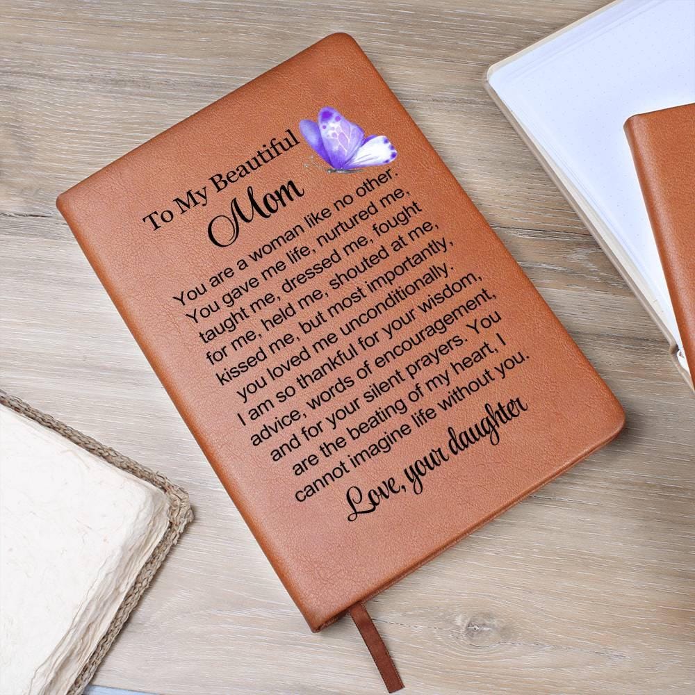To My Mom Butterfly Personalized Leather Journal – Mother's Day Gifts – view 9