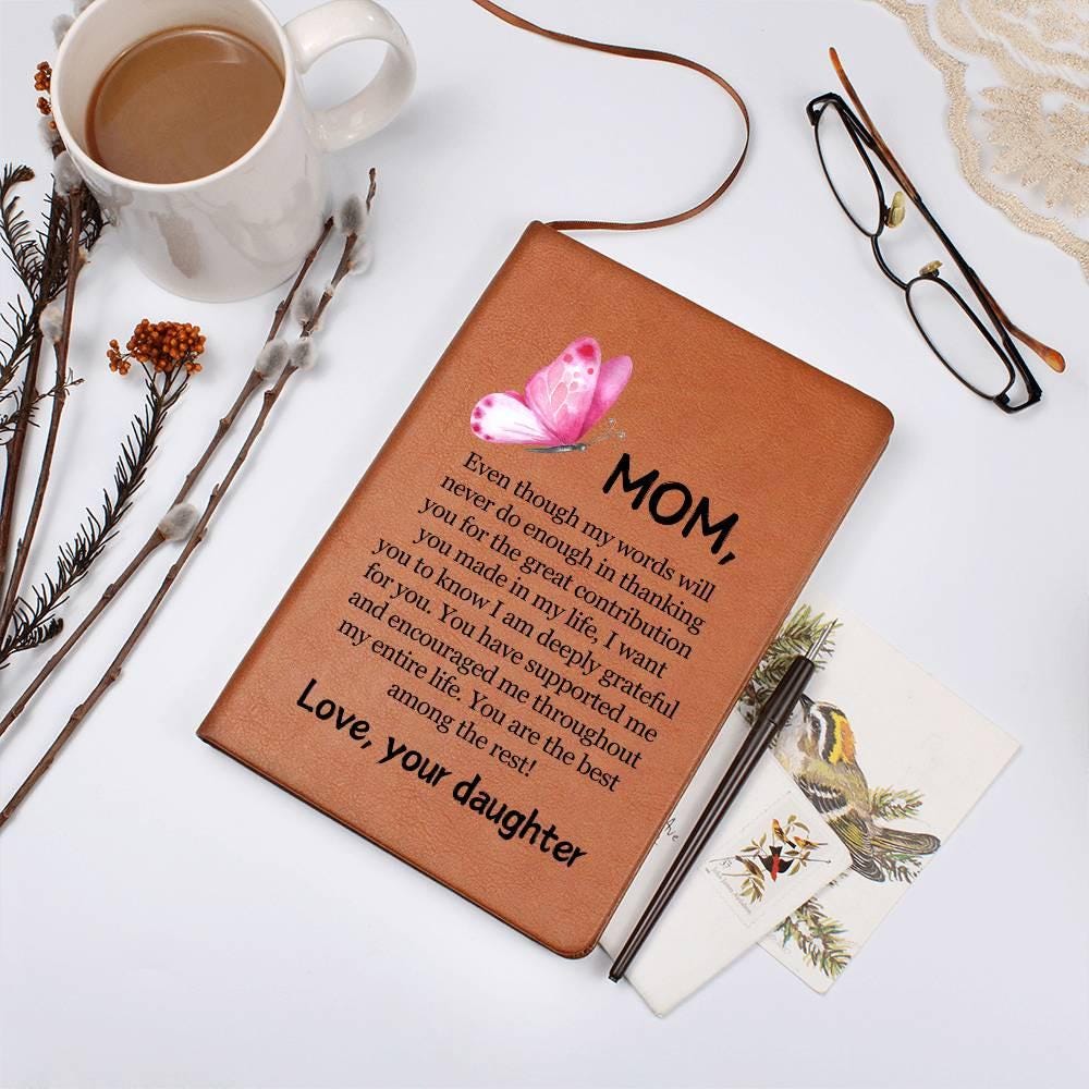 Mom Butterfly Personalized Leather Journal – Mother's Day Gifts – view 5