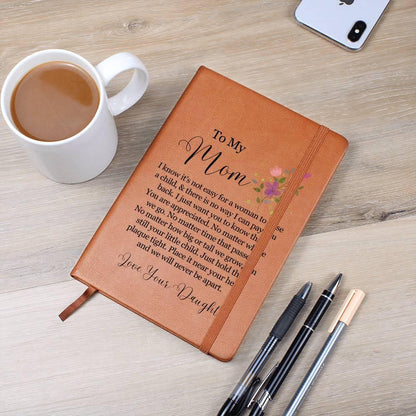 To My Mom Floral Personalized Leather Journal – Mother's Day Gifts – view 2