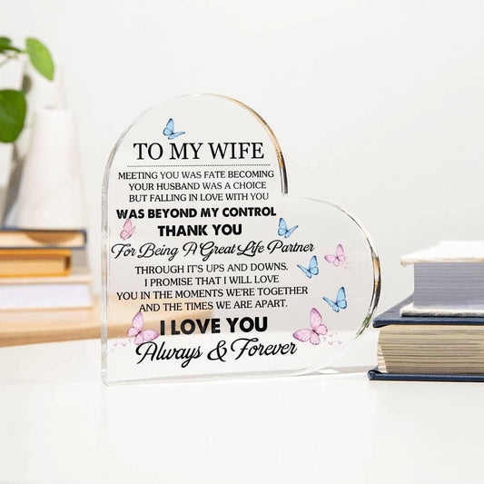 Personalized Wife Heart Acrylic Plaque – Birthday gift for wife