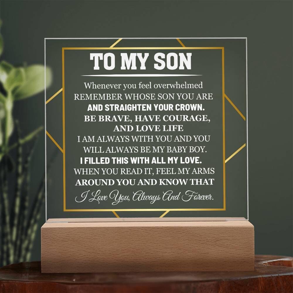 To My Son Acrylic Square Plaque – Personalized Son gift from Dad – view 2