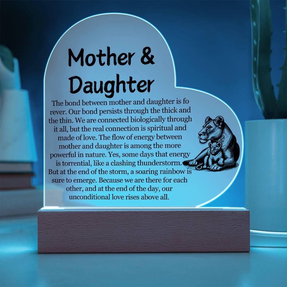 Mother & Daughter Heart Acrylic Plaque – Mother's Day Gift