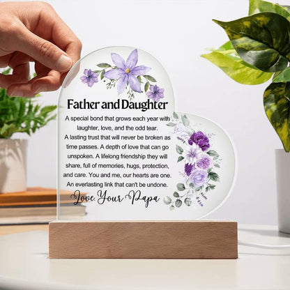 Father Daughter Heart Acrylic Plaque – Gift for Daughter From Dad