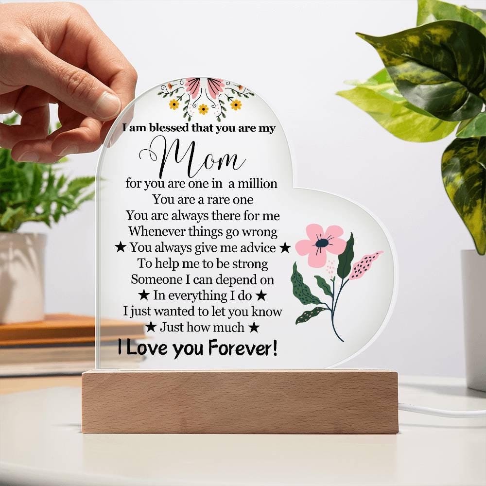 Mom Floral Heart Acrylic Plaque – Gift for Mom – view 3