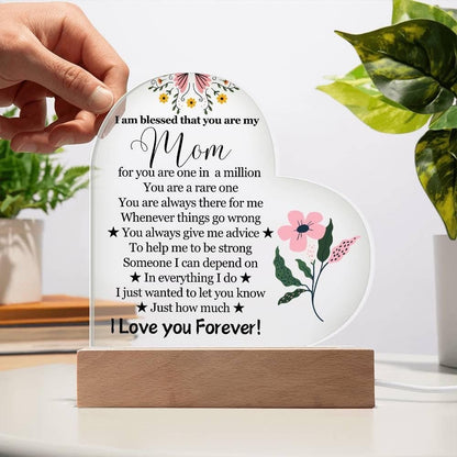 Mom Floral Heart Acrylic Plaque – Gift for Mom – view 3
