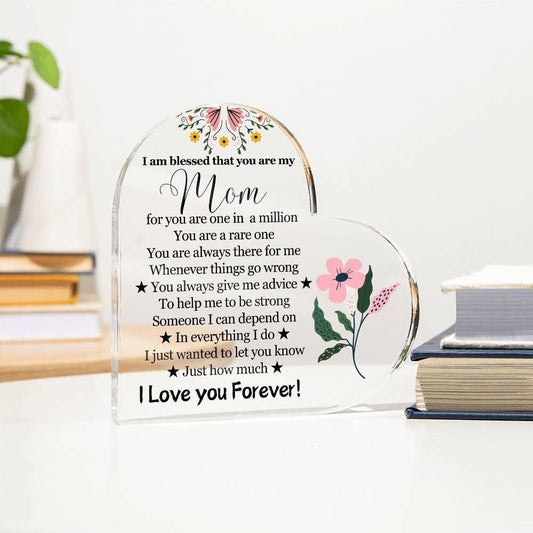 Mom Floral Heart Acrylic Plaque – Gift for Mom – view 2