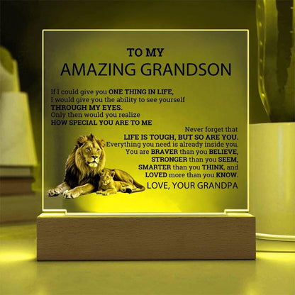 To My Grandson Personalized LED Acrylic Plaque – view 5