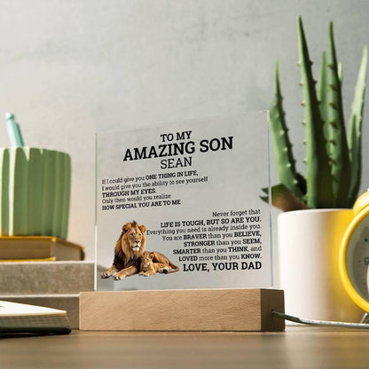 To My Amazing Son Personalized Acrylic plaque – Son gift from Dad – view 5