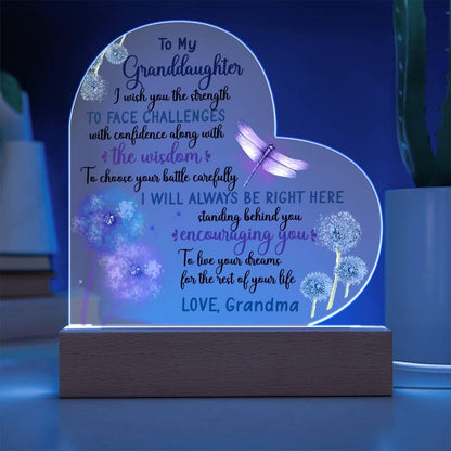 To My Granddaughter Heart Acrylic Plaque – Christmas – view 5