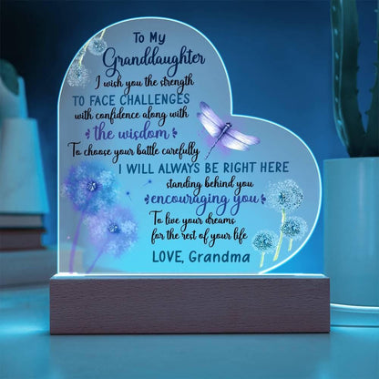 To My Granddaughter Heart Acrylic Plaque – Christmas – view 2