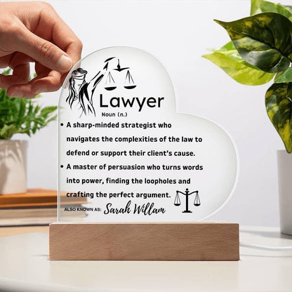 Personalized Lawyer Definition Heart Acrylic Plaque – Law Firm Gifts
