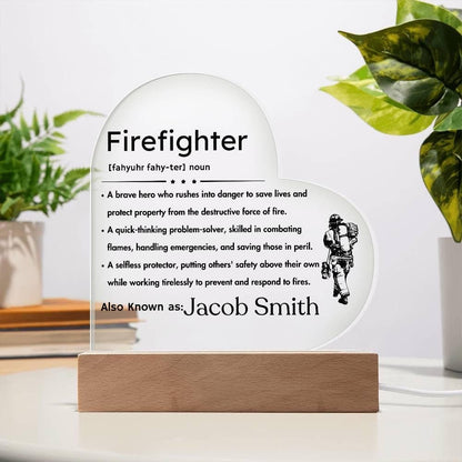 Personalized Firefighter gift Heart Acrylic Plaque – Fireman Gifts