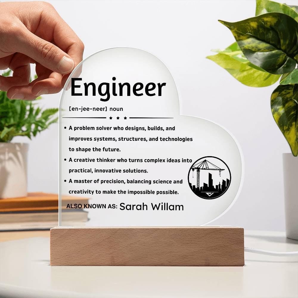 Personalized Engineer Definition Heart Plaque – Gift for Engineer