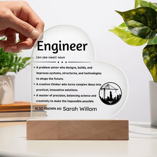 Personalized Engineer Definition Heart Plaque – Gift for Engineer