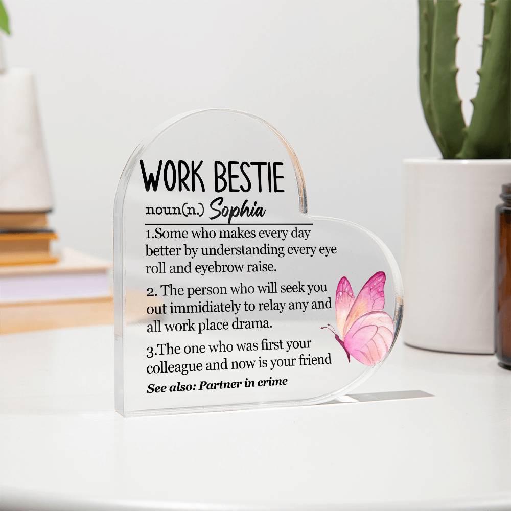 Work bestie Definition Personalized Heart Acrylic Plaque – view 9