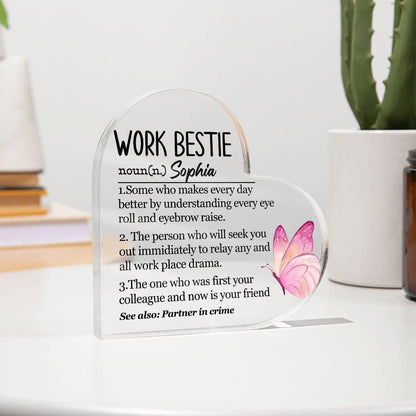 Work bestie Definition Personalized Heart Acrylic Plaque – view 9